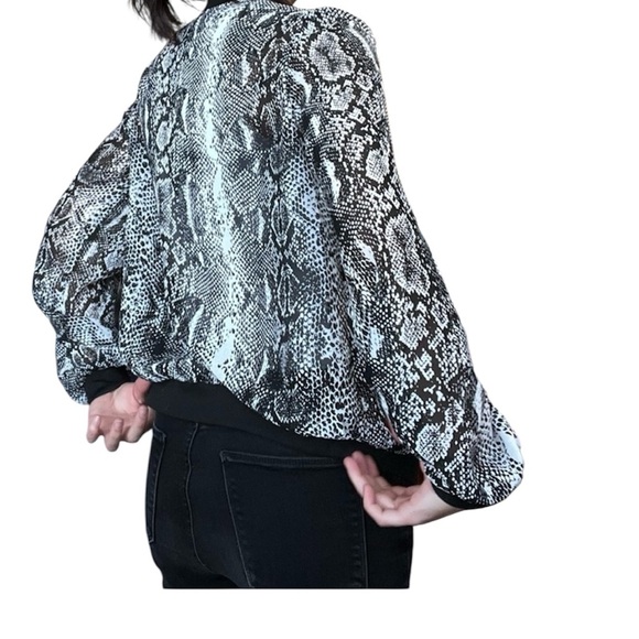 Philosophy Black and White Snakeskin Bomber Zip up Jacket - Picture 8 of 14